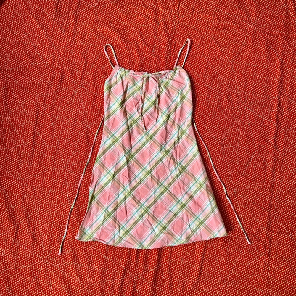 Forever Twenty One Vintage 2000s Pink Plaid Mini Dress Spaghetti Strap Coquette